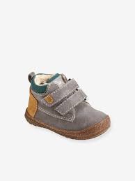 Boots avec revers fourrure gemo, 44,99€. Bottines Fourrees En Cuir Bebe Garcon Taupe Vertbaudet