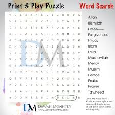 Islamic Terms Print Play Puzzle Wordsearch Play Puzzle Puzzle Word Search