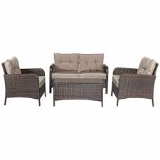 Patio Conversation Set 4pc Garden Furniture Cushions Yard Loveseat Rattan Wicker Costway Furniture Loveseat Wicker Loveseat Outdoor Furniture Sets