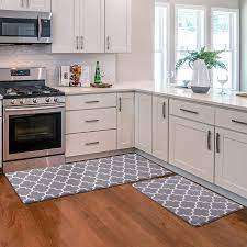 Kitchen and entryway rugs add an unexpected softness to spaces in your home that are mostly made up of hard surfaces. Kmat Kitchen Mat 2 Pcs Cushioned Anti Fatigue Kitchen Rug Waterproof Non Slip Kitchen Mats And Rugs Heavy Duty Pvc Ergonomic Comfort Foam Rug For Kitchen Floor Home Office Sink Laundry Grey Buy Online At
