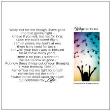 Weep Not For Me Funeral Card Messages Grief Poems Funeral Cards