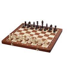 21 x 21 x 0.6, and square dimensions 2.25 x 2.25, great for chessman with king height 4 or higher. Chess Set Tournament No 6