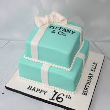 Happy 16th birthday cake toppers for 16th anniversary birthday party decorations, cheers to 16 years cake topper, sweet 16 cake decoration, black mirror. 16th Birthday 2 Tier Tiffany Box Cake
