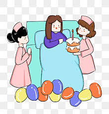 Husband visiting wife with flowers cartoon birthday celebration flat vector illustration, cartoon family people celebrating birth date at birthday party. Give Birth Images Cartoon Pregnancy Woman Png Transparent Background