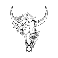 Animal Bull Skull Head With Floral Design Bull Tattoos Bull Skull Tattoos Cow Skull Tattoos