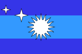 A national flag with an orange roundel in the center. The Flag Of White Sun Vexillology