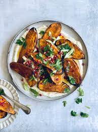 Maple Roasted Sweet Potatoes With Ras El Hanout And Whipped Feta Jpg Vegetarian Recipes Healthy Breakfast Recipes Healthy Dinner Recipes