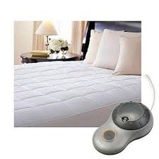 Sunbeam Premium Quilted Cotton Heated Electric Mattress Pad Box Pattern Walmart Com Electric Mattress Pad Heated Mattress Pad Mattress