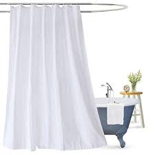 Aoohome Extra Long Shower Curtain Liner Mildew Resistant Fabric Shower Curtain With Hooks For Hotel Waterproof 72 X 84 Inch White Extra Long Shower Curtain Long Shower Curtains Fabric Shower Curtains