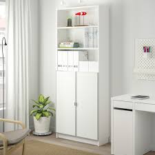 Billy Morliden مكتبة بأبواب زجاجية أبيض زجاج Ikea