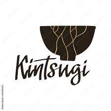 Vecteur Stock Kintsugi - lettering word. Flat vector stock illustration of  bowl with calligraphy text. Japan art of repairing. | Adobe Stock