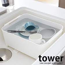 楽天市場 tower タワー 洗い桶 おしゃれ 角型 水切りかご 大容量 水切りカゴ 水切りラック 食器 収納 水切り ウォッシュタブ スリム コンパクト キッチン 雑貨 ホワイト ブラック yamazaki 山崎実業 タワーシリーズ 北欧 ホテル 備品 ホテルスタイル ヤマジツ 雑貨
