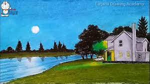 You all search for farjana drawing academy, farjana drawing. How To Draw Scenery Of Moonlit Night Step By Step Youtube