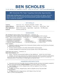 sample resume film industry internship