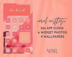 Customize and download pink icons. Coral Pink Orange Aesthetic 224 Iphone Ios 14 App Icons Etsy