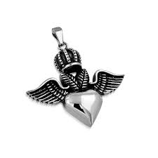 Damen Anhanger Edelstahl Herz Mit Flugel Herz Mit Flugel Edelstahl Halskette Edelstahl