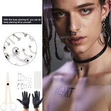 Quantity:1 set color:silver material:316l surgical steel package include:1 set body piercing note please do your search if you are peircing someone or yourself. 20pcs Body Piercing Kit Needle Nipple Eyebrow Nose Lip Piercing Ring Clamps Tool Ebay