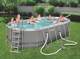 Detachable Oval Tubular Pool Bestway Power Steel With Water Treatment Plant 549x274x122 Cm Brycus