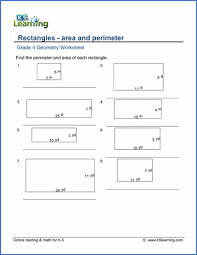 The rectangle is 10 cm long and 20 cm wide. Grade 4 Math Worksheet Perimeter And Area Of Rectangles K5 Learning