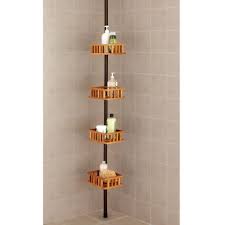 Teak Shower Caddy Tension Pole Teak Shower Shower Organization Bathroom Decor Accessories