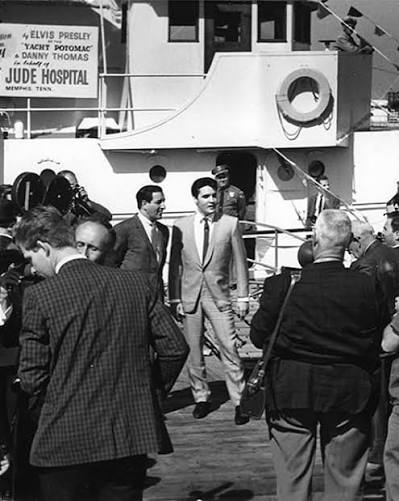 On February 14, 1964, Elvis Presley officially handed over the deed of the USS Potomac, the former presidential yacht of Franklin D. Roosevelt, to entertainer Danny Thomas to raise funds for the