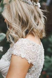 Boho Wavy Bow Hairstyle Thames Chase Community Centre Wedding With Bride In Sequinned Justin Alexa Short Bridal Hair Bob Wedding Hairstyles Wedding Hair Down