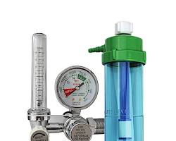 Gambar Tabung oksigen medis dengan regulator