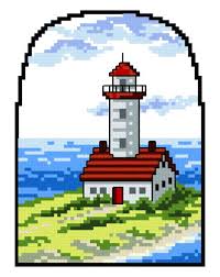 Inspirational bible verse adds to the picture of a lighthouse and the inviting seaside beach scene. Lighthouse 1 Cross Stitch Pattern By Ursula Michael Crosstitch Com
