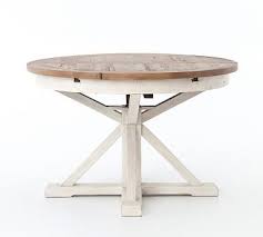Hart 48 Quot Dining Table Driftwood Limestone White Potterybarn Pedestal Dining Table Extension Dining Table Expandable Round Dining Table