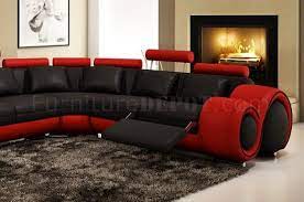 New contemporary large sectional living room black bonded leather sofa set igvg. Vig Furniture 4087 Red And Black Leather Sectional Sofa W Recliners Furniture Home Ekbotefurniture Com