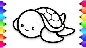 How To Draw A Baby Sea Turtle Easy Step By Step For Kids Cute Baby Sea Turtle Drawing Cartoon Baby Animals Cute Turtle Drawings