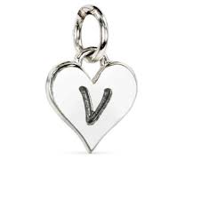 Heart tree and letter v on pink background. Sterling Silver Script V Alphabet Heart Charm 12x8mm Etsy