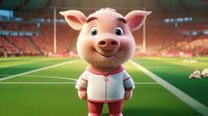 Animated Pink Pig in Uniform