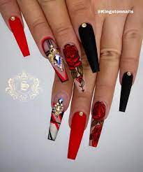 Black Red Mode Sign Up Our Class To Learn More Techique Kingstonnails Louis Escape Atlanta Artlo Stiletto Nails Designs Nail Art Rose Nails