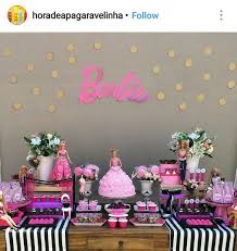 Simple Sweet 16 Party Ideas On A Budget Dessert Table With Images Barbie Party Decorations Birthday Party Decorations Barbie Theme Party