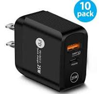 C Port Ipad Pro Quick Charge USB C Fast Charger, 10-Pack 25W Dual-Port PD  USB C/QC Wall