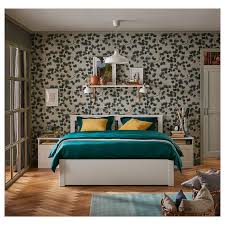 Songesand Bed Frame With 4 Storage Boxes White Luroy Queen Ikea Bed Frame Bed Frame Legs Ikea Bed