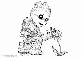 Baby Groot Coloring Page New Baby Groot Coloring Pages With Flower Free Printable Disney Coloring Sheets Coloring Pages Dragon Coloring Page