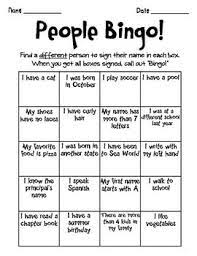 People Bingo Beginning Of The Year First Day Of School Activities 1st Day Of School School Activities
