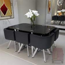Maybe you would like to learn more about one of these? This Magnificent Glass Dining Set With 6 Chairs Has Metal Legs And 10 Mm Safety Glass Premi Space Saving Dining Table Dinning Table Design Dinning Room Design