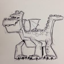 Eric Scales On Instagram A Blocky Dragon Breaksketch Brushpen Cartoon Funny Monsters Boy Art Cartoon Animals