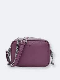 Luxurious pebble textured, camera bag. Angela Roi Grace Mini Crossbody Signet In Purple Modesens