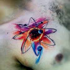 45 Best Atomic Tattoos Designs Und Ideen Mit Bedeutungen Planet Tattoos Small Chest Tattoos Body Art Tattoos
