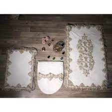 Banyo paspası takımı 2 parçadan oluşmaktadır. Bonny Home Fransiz Dantelli Luks 3 Lu Banyo Paspas Klozet Fiyati