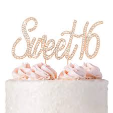 The celebration won't be complete without an extra special cake and with our stunning 16th birthday cakes, you can. 16 Cake Topper Premium Rose Gold Metal Sweet 16 Birthday Party Sparkly Rhinestone Decoration Makes A Great Centerpiece Now Protected In A Box Amazon Com Grocery Gourmet Food