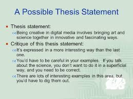 We did not find results for: Developing A Thesis Statement For A Paper Fys 100 Creative Discovery In Digital Art Forms Fall 2008 Burg Ppt Download