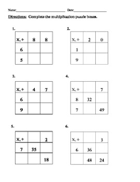 With the help of online puzzle games, racing, drilling, etc. Grade 3 Multiplication Division Puzzle Boxes 4 Worksheets Everday Math Unit 7