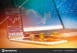 Stock Forex Trading Gold Coin Investment Laptop Tablet
