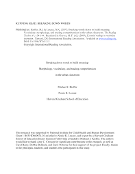 Pdf Breaking Down Words To Build Meaning Morphology Vocabulary And Reading Comprehension In The Urban Classroom