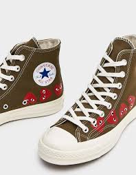 Comme Des Garcons Play X Converse Chuck Taylor Multi Heart 1970s Hi Play Converse High Multi Heart Sneaker In Khaki Converse Chuck Taylors Multi Heart